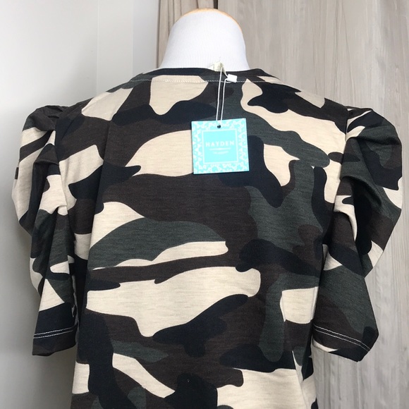 SOLD NWT Camo Puff Sleeve Terry Top M - Picture 8 of 11